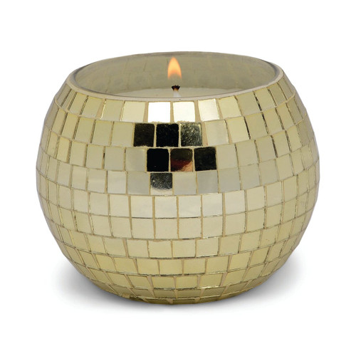 MAGIQUE 10 OZ GOLD DISCO BALL CANDLE WITH LID - COPAL & MYRRH, MA1002