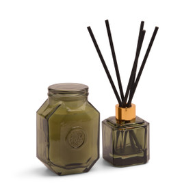 BOTANICA 2.8FLOZ GREEN TRANSPARENT GLASS DIFFUSER W/ REEDS & TUBED BOX - WILD NEROLI, BOTFD004