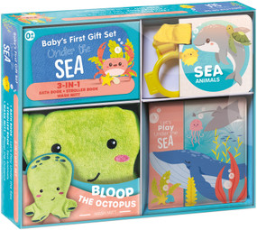 Baby's First Gift Set Under The Sea: Soft Baby Wash Mitt for Toddlers 1-3, Stroller Book, Waterproof Bath Books - Best Newborn Baby Gifts by CrackBoom! Books, 9782898025914