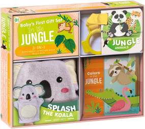 Jungle Fun Baby Gift Set: Soft Books for Toddlers 1-3, Waterproof Bath Book, Stroller Book, Wash Mitt - Great Newborn Gift by CrackBoom! Books, 9782898025921