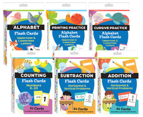 Literacy & Math Flash Cards 6-Deck Set by Teacher Created Materials, 9798765999875