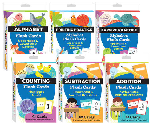 Literacy & Math Flash Cards 6-Deck Set by Teacher Created Materials, 9798765999875