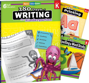 180 Days™: Writing, Spelling, & Printing Grade K: 3-Book Set (Practice, Assess, Diagnose) by Multiple Authors, Shireen Pesez Rhoades, Tracy Pearce, Shell Education, Shell Education, Shell Education, Shell Education, 9798765967805