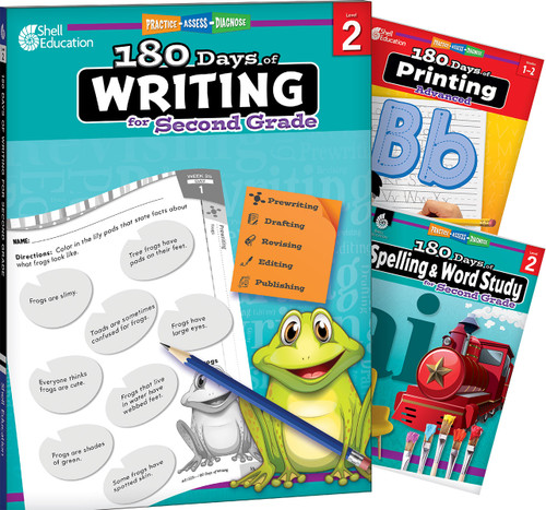 180 Days™: Writing, Spelling, & Printing Grade 2: 3-Book Set (Practice, Assess, Diagnose) by Multiple Authors, Shireen Pesez Rhoades, Brenda A. Van Dixhorn, Shell Education, Brenda Van Dixhorn, Shell Education, Shell Education, Shell Education, Brenda Van Dixhorn, Brenda Van Dixhorn, Shell Education, Brenda Van Dixhorn, Brenda Van Dixhorn, 9798765967829
