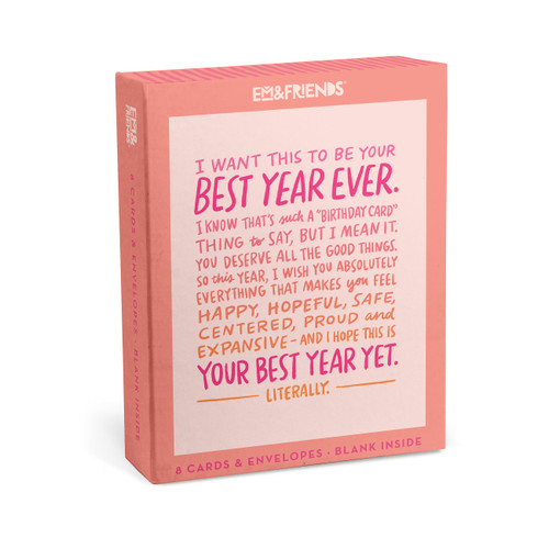 Best Year Yet Birthday Cards with Envelopes (Box of 8) by Em & Friends, 9781642465518