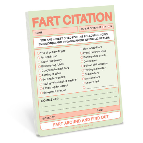Fart Citation Nifty Note Pad by Knock Knock, 9781683494317
