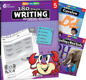 180 Days™: Writing, Spelling, & Cursive Grade 5: 3-Book Set (Practice, Assess, Diagnose) by Multiple Authors, Shireen Pesez Rhoades, Torrey Maloof, Shell Education, Shell Education, Shell Education, Shell Education, 9798765967850