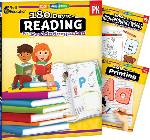 180 Days™: Reading, High-Frequency Words, & Printing Grade PK: 3-Book Set (Practice, Assess, Diagnose) by Multiple Authors, Darcy Mellinger, Shell Education, Shell Education, Shell Education, Shell Education, Shell Education, 9798765967690