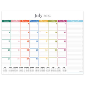 July 2025 - June 2026 Rainbow Blocks Large Desk Pad Monthly Blotter Calendar by , 9798889615101