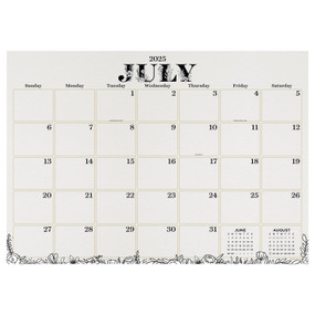 July 2025 - June 2026 Floral Medium Desk Pad Monthly Blotter Calendar by , 9798889615149