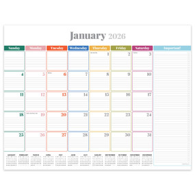 2026 Rainbow Blocks Large Desk Pad Monthly Blotter Calendar by , 9798889615217
