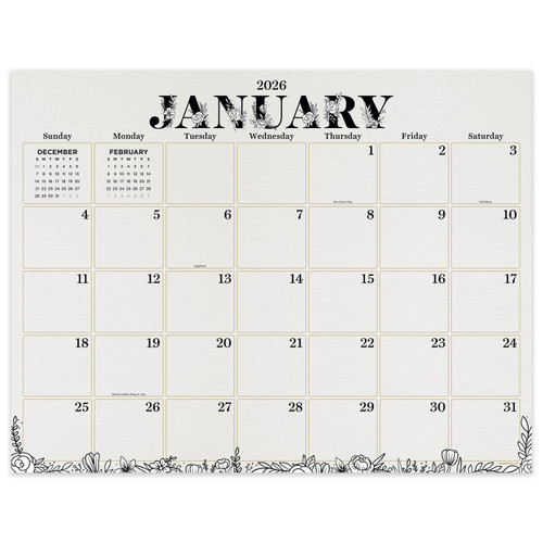 2026 Floral Medium Desk Pad Monthly Blotter Calendar by , 9798889615279