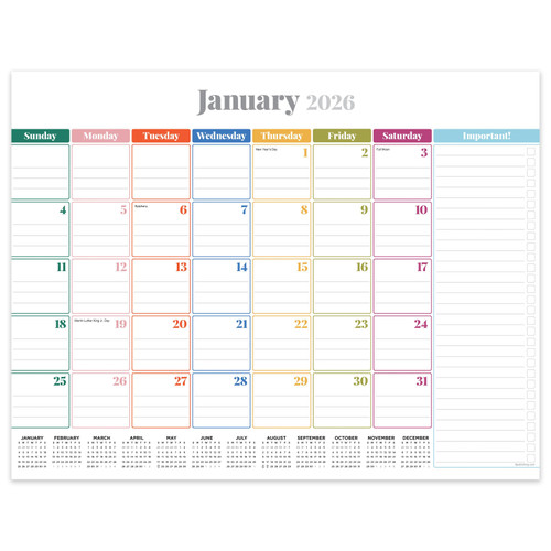 2026 Rainbow Blocks Medium Desk Pad Monthly Blotter Calendar by , 9798889615293