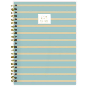 2026 Blue and Gold Lines Medium Weekly Monthly Planner by , 9798889614203