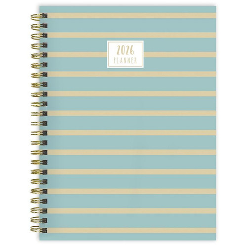 2026 Blue and Gold Lines Medium Weekly Monthly Planner by , 9798889614203