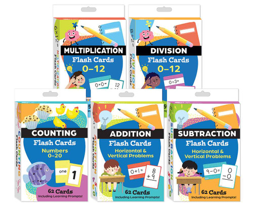 Math Flash Cards 5-Deck Set (Counting, Addition, Subtraction, Multiplication, & Division) by Teacher Created Materials, 9798330923540