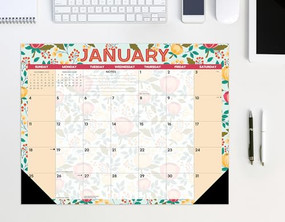 Spring Floral 2026 22" x 17" Large Monthly Deskpad by Willow Creek Press, 9781549257278