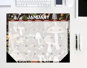Mushrooms 2026 22" x 17" Large Monthly Deskpad by Willow Creek Press, 9781549257247