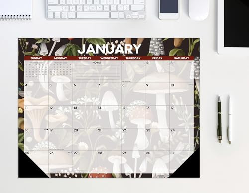 Mushrooms 2026 22" x 17" Large Monthly Deskpad by Willow Creek Press, 9781549257247