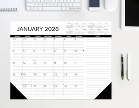 B&W w/Lines 2026 22" x 17" Large Monthly Deskpad by Willow Creek Press, 9781549257216