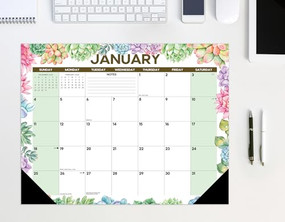Succulents 2026 22" x 17" Large Monthly Deskpad by Willow Creek Press, 9781549257285