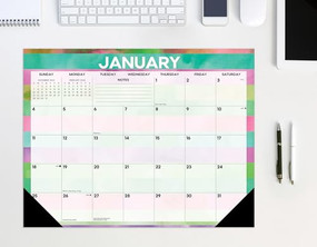 Watercolor Stripes 2026 22" x 17" Large Monthly Deskpad by Willow Creek Press, 9781549257292