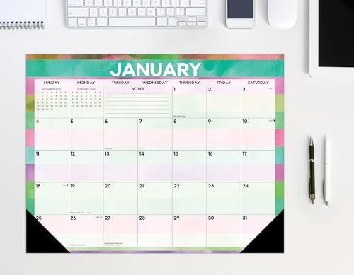 Watercolor Stripes 2026 22" x 17" Large Monthly Deskpad by Willow Creek Press, 9781549257292