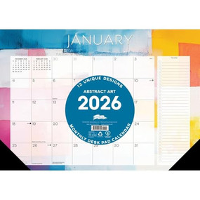 Abstract Art 2026 17" x 12" Small Monthly Deskpad by Willow Creek Press, 9781549257391