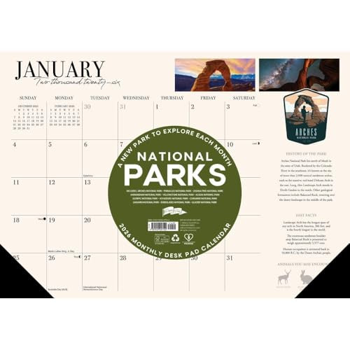 National Parks 2026 17" x 12" Small Monthly Deskpad by Willow Creek Press, 9781549257124