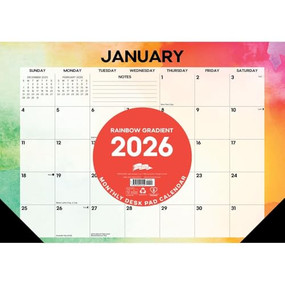 Rainbow Gradient 2026 17" x 12" Small Monthly Deskpad by Willow Creek Press, 9781549257155