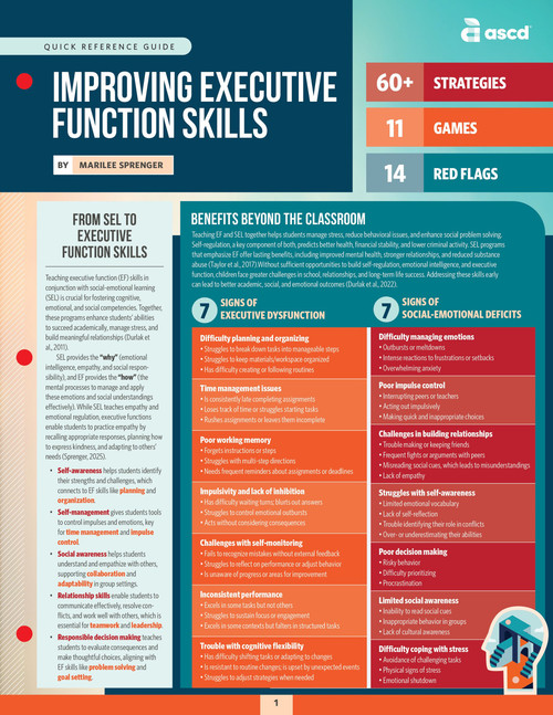 Improving Executive Function Skills (Quick Reference Guide) by Marilee Sprenger, 9781416634010