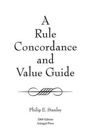 Rule Concordance and Value Guide by Phil Stanley, 9781931626439