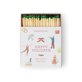HOLIDAY JUMBO BOXED SAFETY MATCHES W/ FOIL ACCENTS 100 MATCHES W/ DARK GREEN TIPS, ACC66
