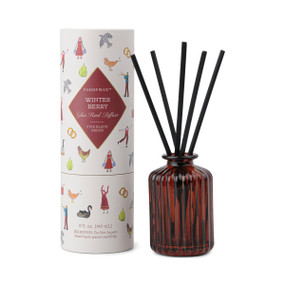 RED RIBBED GLASS DIFFUSER WITH PRINTED TUBE - WINTER BERRY, CHD0501