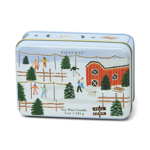 MATTE PRINTED TIN WITH TREE FARM SCENE - TABAC & PINE, CT0515