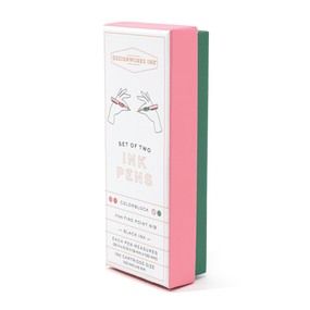 COLOR BLOCK PENS, SET OF 2 - RED ORANGE + EMERALD - DCBS-1012 - DCBS-1012