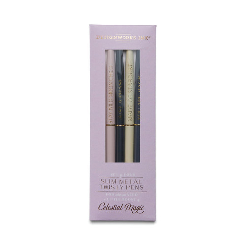 TWISTY SLIM METAL PEN SET - SET OF 4 - CELESTIAL - DPSM-2025 - DPSM-2025