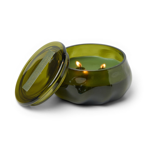 BASALT GREEN 10 OZ GLASS W/ LID -WILD FIG & CEDAR, BAS0906