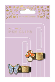 PEN CLIPS - BUTTERFLY + MUSHROOM, SET OF 2 - PCS-1003 - PCS-1003