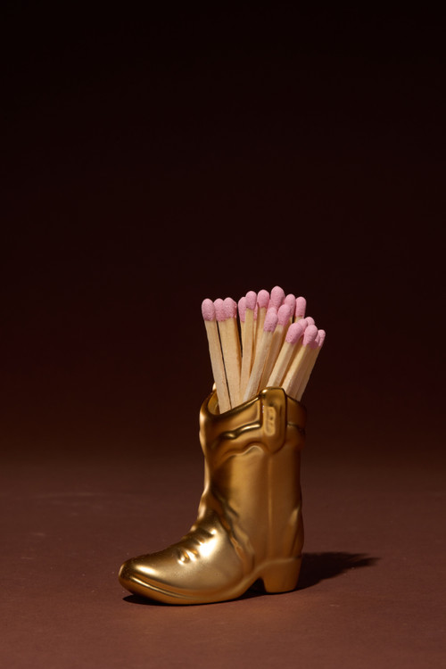GOLD METALLIC COWBOY BOOT MATCHE HOLDER - SET OF 25 MATCHES, ACC63