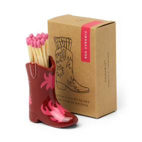 RED & PINK FLAME COWBOY BOOT MATCH HOLDER - SET OF 25 MATCHES, ACC64