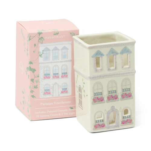 NO. 09 - PARISIAN TOWNHOUSE STYLE INCENSE & TEA LIGHT HOLDER CERAMIC HOUSE, IN0030