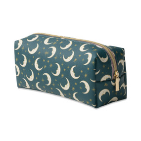 VEGAN LEATHER POUCH- TEAL MOON, DWLP-1002