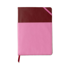 VEGAN LEATHER POCKET JOURNAL- BURGUNDY + PINK, PJ-1006