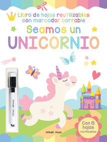Reusable wipe and clean Let's be a Unicorn activity book - Spanish, 9789362143938