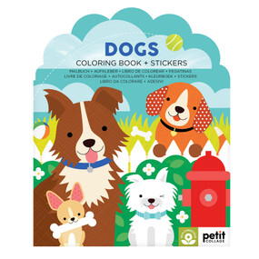 Dogs Coloring Book + Stickers (Bilingual Edition) by Petit Collage, 9781797241548