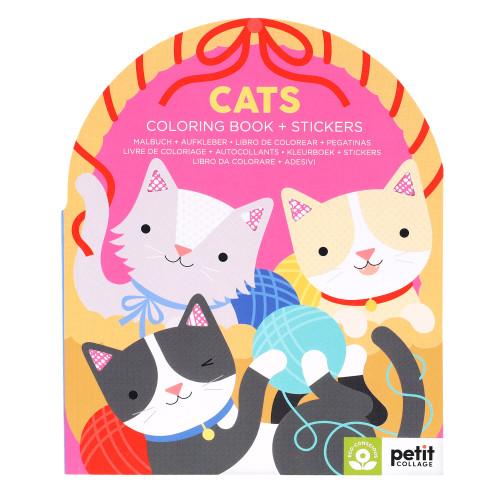 Cats Coloring Book + Stickers (Bilingual Edition) by Petit Collage, 9781797241555