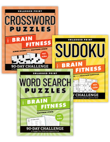 Brain Fitness Puzzle Games Variety Pack (Enlarged Print Sudoku, Crosswords, Word Search) by Aimee Lucido, Matthew Stock, Steven Clontz, Julie Demyanovich, 9798217150939