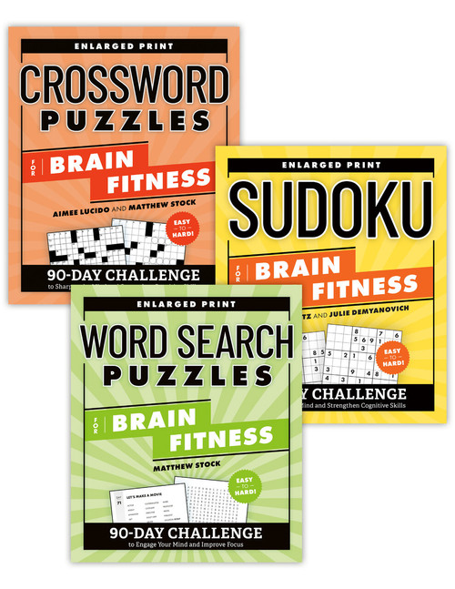 Brain Fitness Puzzle Games Variety Pack (Enlarged Print Sudoku, Crosswords, Word Search) by Aimee Lucido, Matthew Stock, Steven Clontz, Julie Demyanovich, 9798217150939
