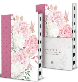 KJV Holy Bible, Giant Print Large Format, Hardcover pink floral design with cloth with Ribbon Marker, Red Letter, and Thumb Index by KING JAMES VERSION, 9798890985095
